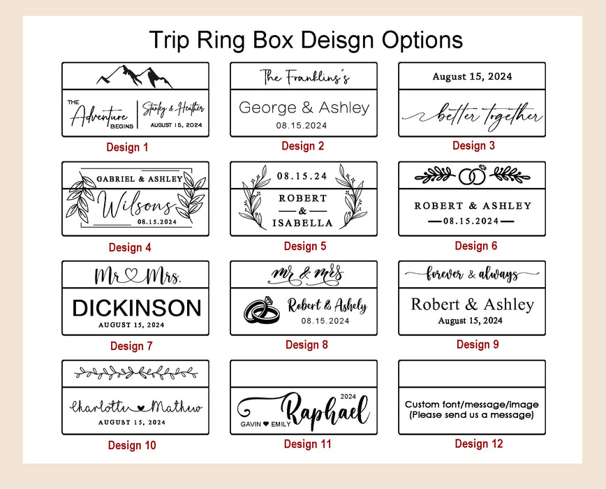 Personalized Wedding Ring Box,Slim Double Ring Holder