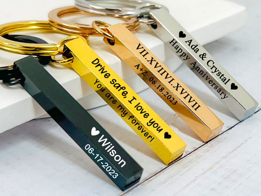 Coordinates Keychain,Personalized Latitude Longitude GPS keychain for Men,Custom Engraved Bar Keychain,New Driver Gift,Anniversary gift