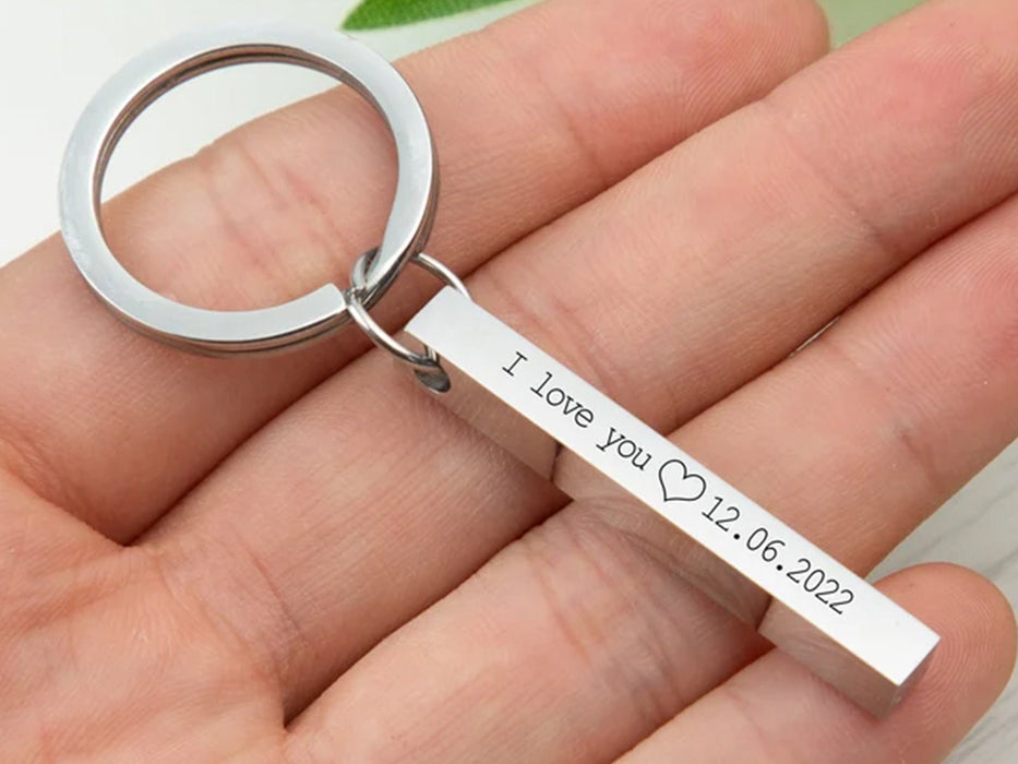 Coordinates Keychain,Personalized Latitude Longitude GPS keychain for Men,Custom Engraved Bar Keychain,New Driver Gift,Anniversary gift