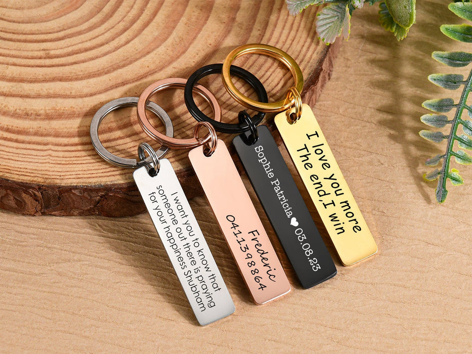 Personalized Keychain for Boyfriend,Custom Engraved Keychain,Couples Keychain,Gift for Him/Girlfriend/New Driver/Husband/Wife/Friend