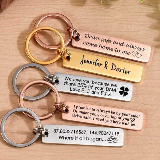 Personalized Keychain for Boyfriend,Custom Engraved Keychain,Couples Keychain,Gift for Him/Girlfriend/New Driver/Husband/Wife/Friend