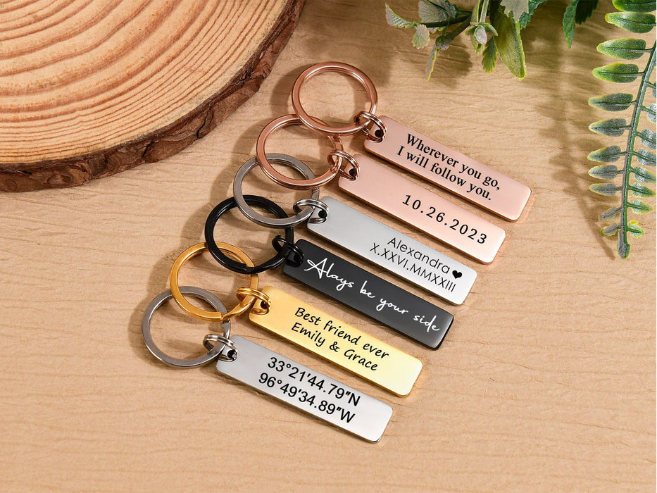 Personalized Keychain for Boyfriend,Custom Engraved Keychain,Couples Keychain,Gift for Him/Girlfriend/New Driver/Husband/Wife/Friend