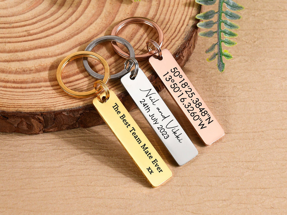 Personalized Keychain for Boyfriend,Custom Engraved Keychain,Couples Keychain,Gift for Him/Girlfriend/New Driver/Husband/Wife/Friend