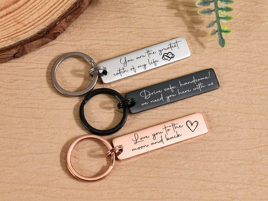 Personalized Keychain for Boyfriend,Custom Engraved Keychain,Couples Keychain,Gift for Him/Girlfriend/New Driver/Husband/Wife/Friend