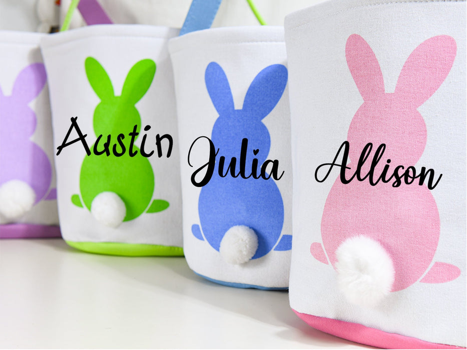 Personalized Bunny Easter Basket,Boys & Girls Custom Easter Basket,Monogram Easter Bucket,Rabbit Easter Basket For Kids,Easter Gift Bag