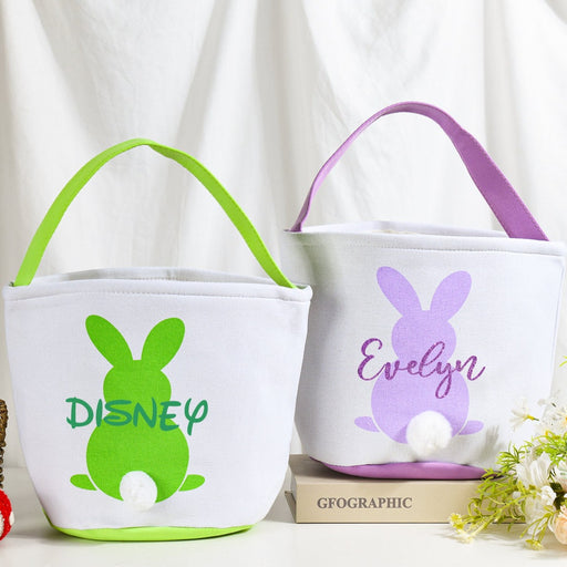 Personalized Bunny Easter Basket,Boys & Girls Custom Easter Basket,Monogram Easter Bucket,Rabbit Easter Basket For Kids,Easter Gift Bag