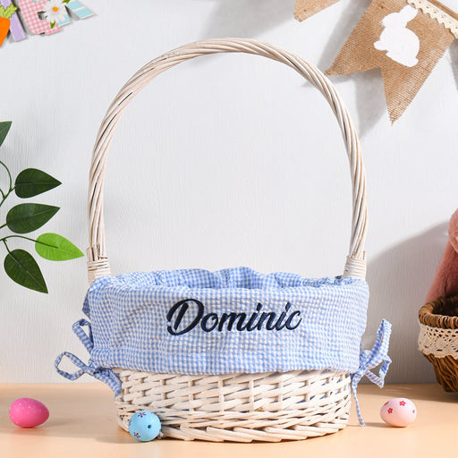 Personalized Easter Basket Liner, Kids Seersucker Fabric Basket Liner Embroidered Name or Monogram, Easter Bunny Tote, Boy & Girl Easter Bag