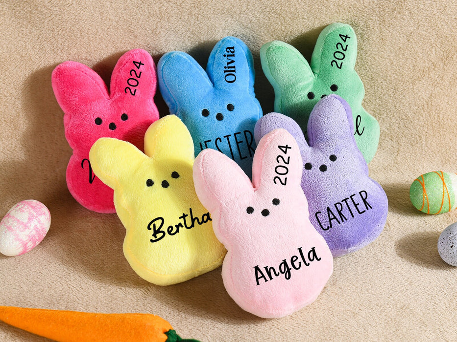 Personalized Easter Peeps,Easter Bunny Plush Peep,Easter Basket Filler,Easter Bunny with Name,Personalized Easter Gift for Kids Boy Girl