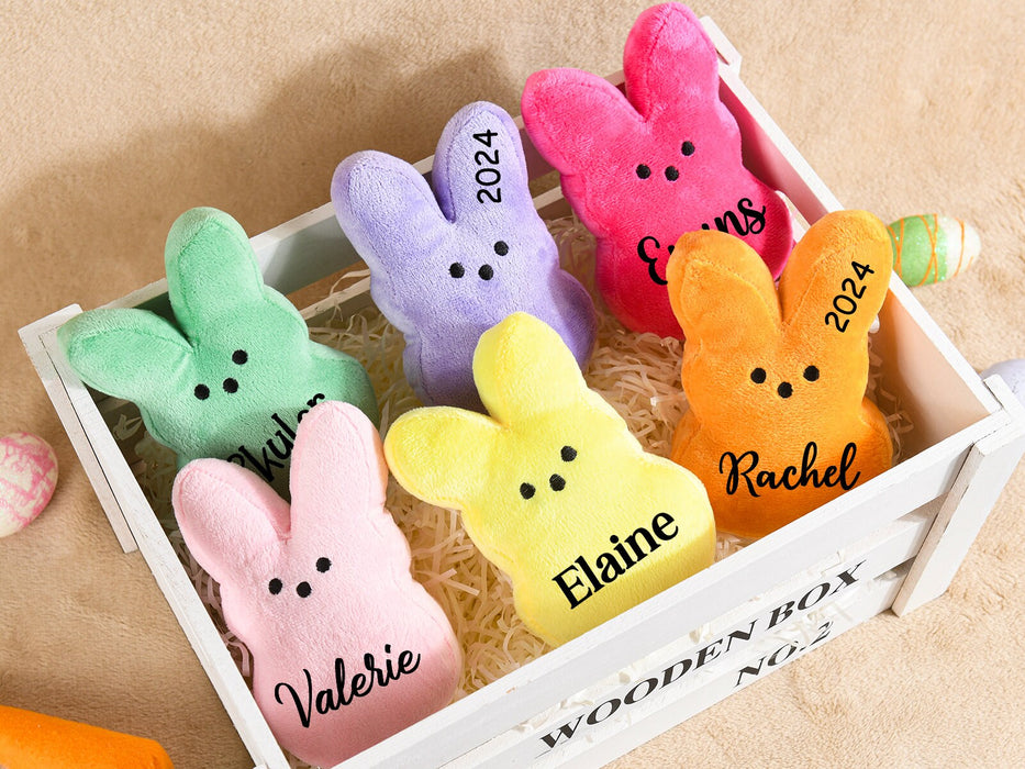 Personalized Easter Peeps,Easter Bunny Plush Peep,Easter Basket Filler,Easter Bunny with Name,Personalized Easter Gift for Kids Boy Girl