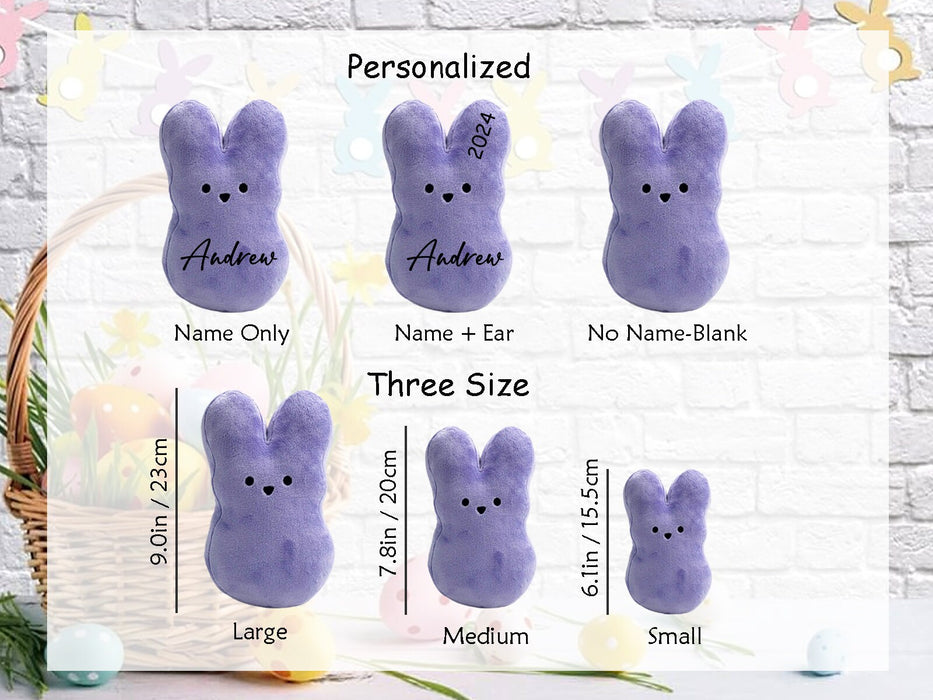 Personalized Easter Peeps,Easter Bunny Plush Peep,Easter Basket Filler,Easter Bunny with Name,Personalized Easter Gift for Kids Boy Girl