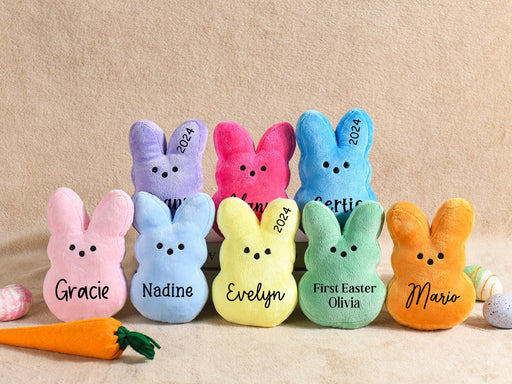 Personalized Easter Peeps,Easter Bunny Plush Peep,Easter Basket Filler,Easter Bunny with Name,Personalized Easter Gift for Kids Boy Girl