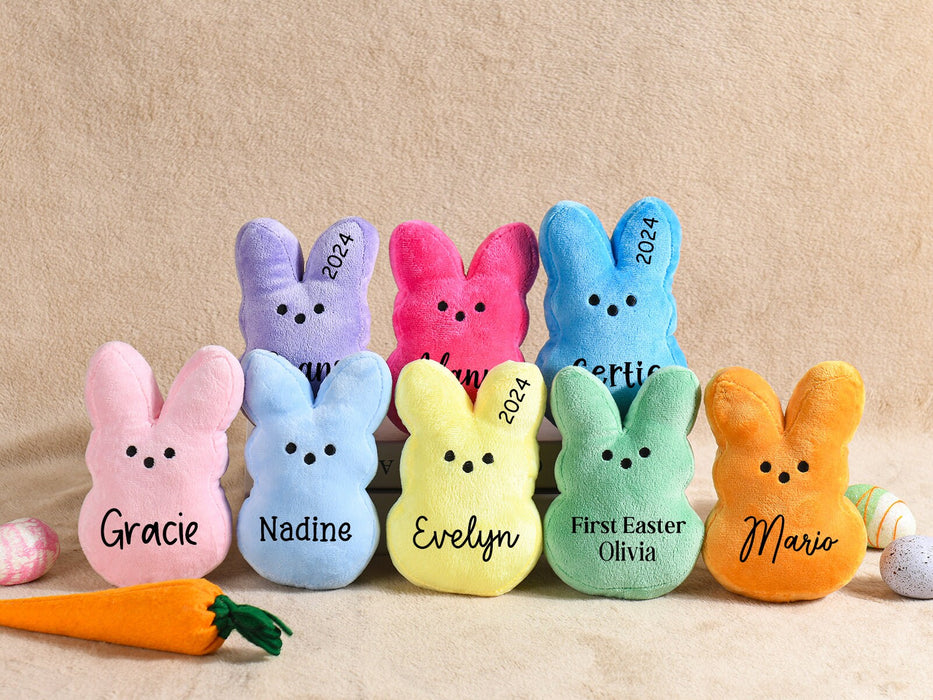 Personalized Easter Peeps,Easter Bunny Plush Peep,Easter Basket Filler,Easter Bunny with Name,Personalized Easter Gift for Kids Boy Girl