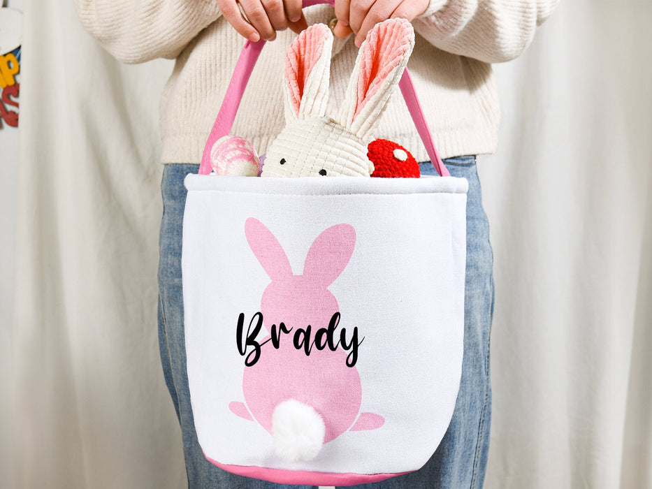 Personalized Bunny Easter Basket,Boys & Girls Custom Easter Basket,Monogram Easter Bucket,Rabbit Easter Basket For Kids,Easter Gift Bag