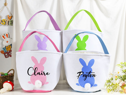 Personalized Bunny Easter Basket,Boys & Girls Custom Easter Basket,Monogram Easter Bucket,Rabbit Easter Basket For Kids,Easter Gift Bag