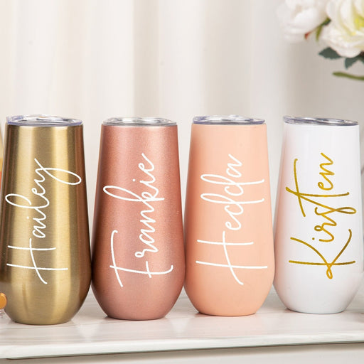 Champagne Tumbler, Hen Night Wine Flute, Bachelorette Stainless Flute Wine Glass, Personalized Champagne Tumbler, Bridesmaid Gifts for Her