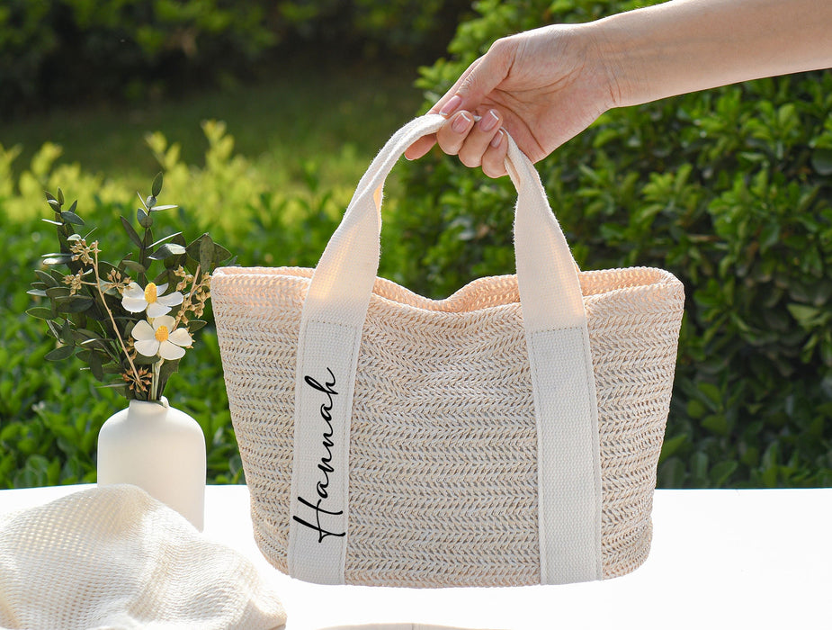 Custom Beach Straw Bags,Personalized Straw Bag,Burlap Tote Bag,Bridesmaid Gifts Bags,Bridal shower bag,Bachelorette,Wedding Favors