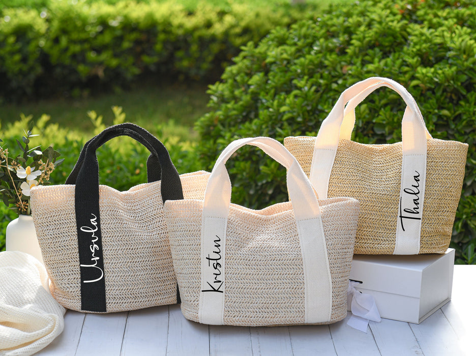 Custom Beach Straw Bags,Personalized Straw Bag,Burlap Tote Bag,Bridesmaid Gifts Bags,Bridal shower bag,Bachelorette,Wedding Favors