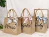 Bridesmaid Gift Bags,Burlap Jute Bags Personalized,Custom Jute Bag with ribbon,Bridesmaid Bags with Name,Gift for Her,Beach Bag,Bridal Party