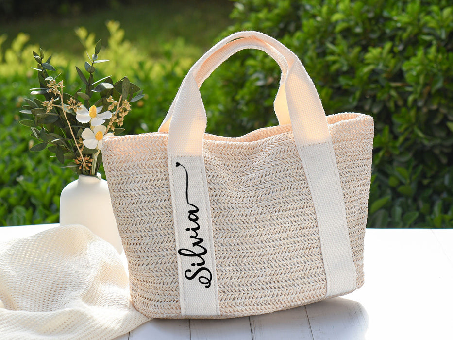 Custom Beach Straw Bags,Personalized Straw Bag,Burlap Tote Bag,Bridesmaid Gifts Bags,Bridal shower bag,Bachelorette,Wedding Favors