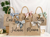 Bridesmaid Gift Bags,Burlap Jute Bags Personalized,Custom Jute Bag with ribbon,Bridesmaid Bags with Name,Gift for Her,Beach Bag,Bridal Party