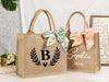 Bridesmaid Gift Bags,Burlap Jute Bags Personalized,Custom Jute Bag with ribbon,Bridesmaid Bags with Name,Gift for Her,Beach Bag,Bridal Party