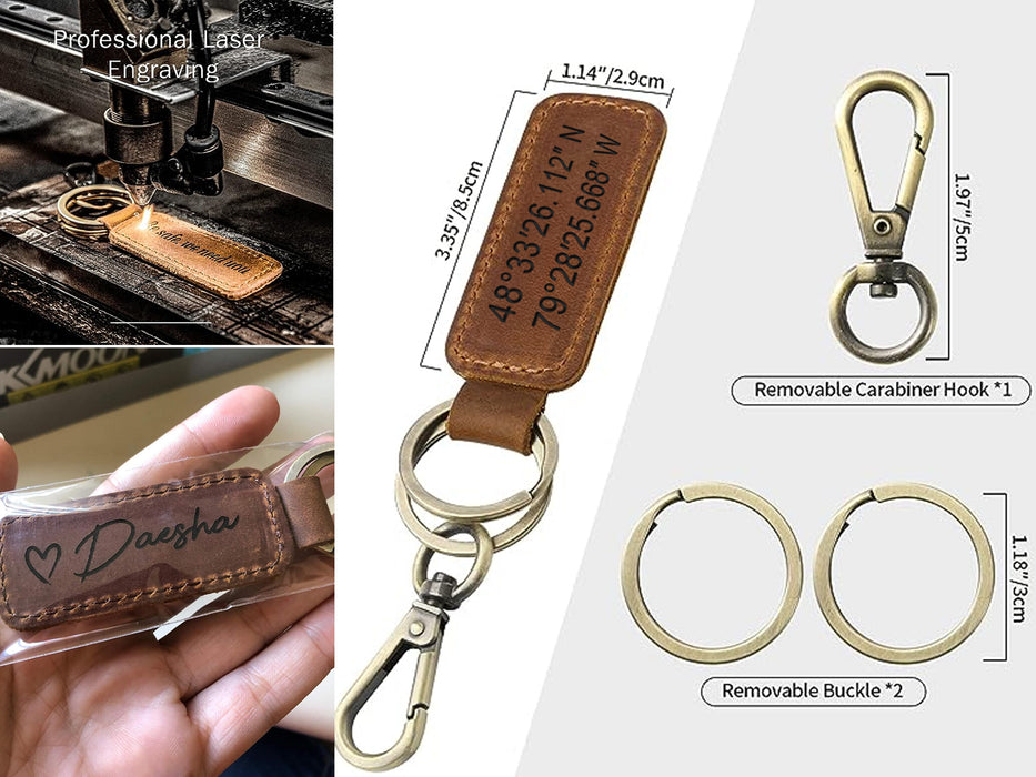 3rd Anniversary Gift for Husband - Personalized Coordinates Keychain