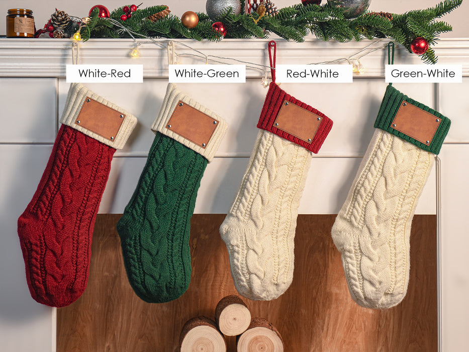 Cable Knit Personalized Christmas Stockings, Family Stocking with Name