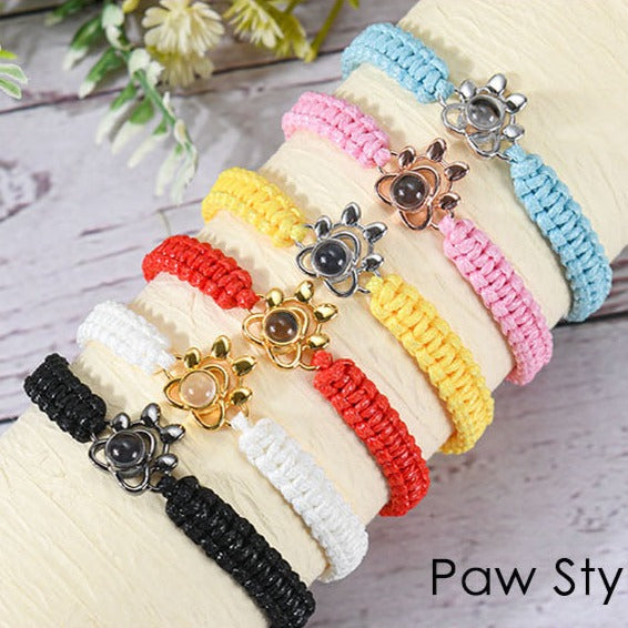 Personalized Paw Photo Projection Braided Rope Bracelet